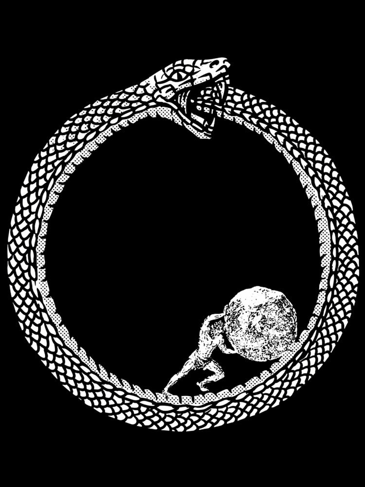 Sisyphus In An Ouroboros Snake - Unisex Philosophy  For Existentialists by GoatCWB