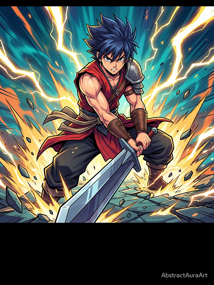 Epic Anime Warrior Sword Art – Dynamic Action Anime Poster by AbstractAuraArt