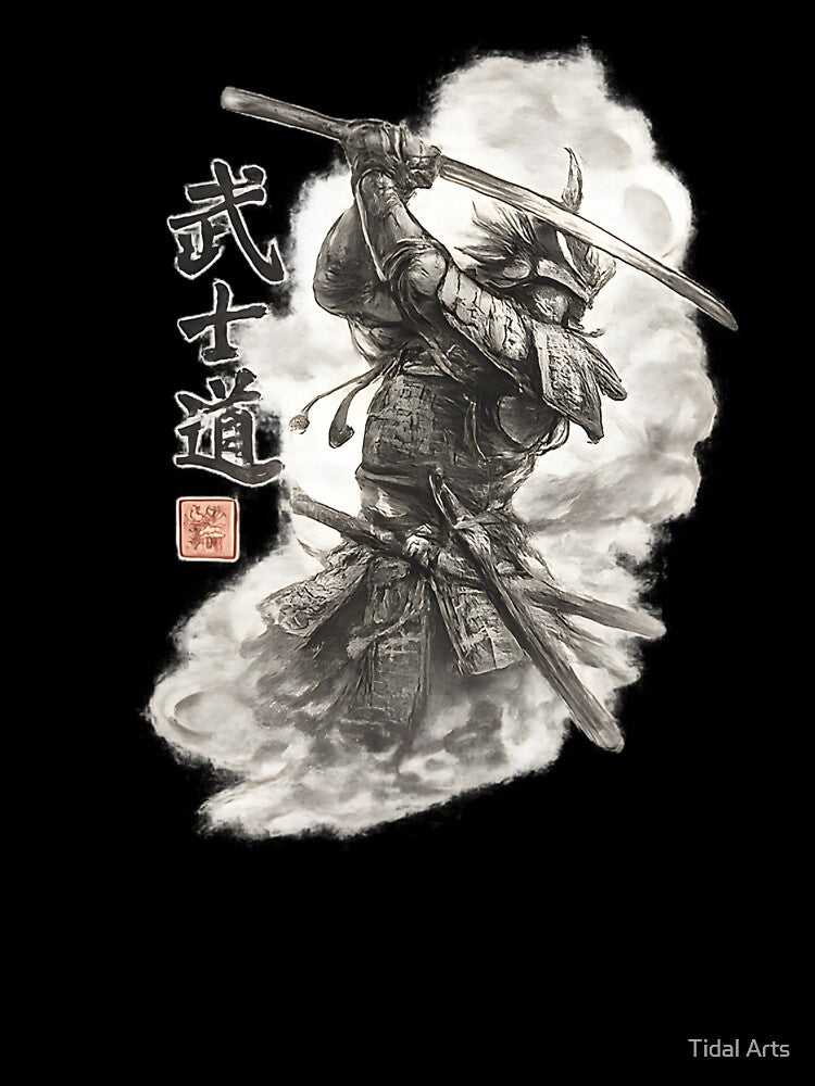 Japanese Samurai Streetwear Design | Urban Bushido Aesthetic Kanji Graphic Tee by Tidal Arts