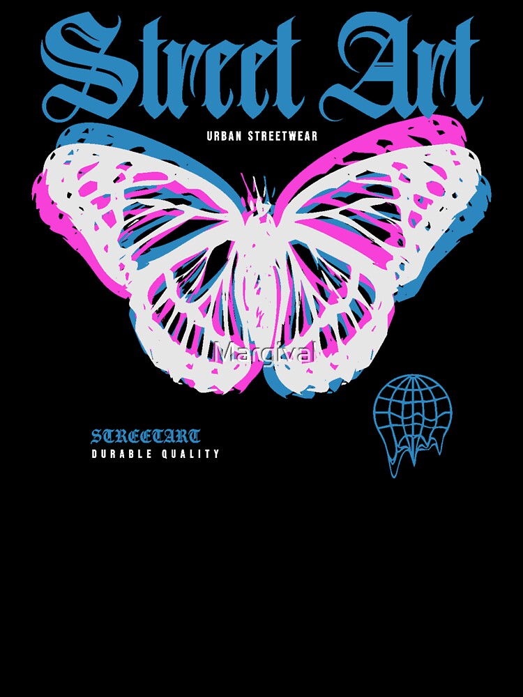 Vibrant Butterfly Street Art - Urban Streetwear by Margival