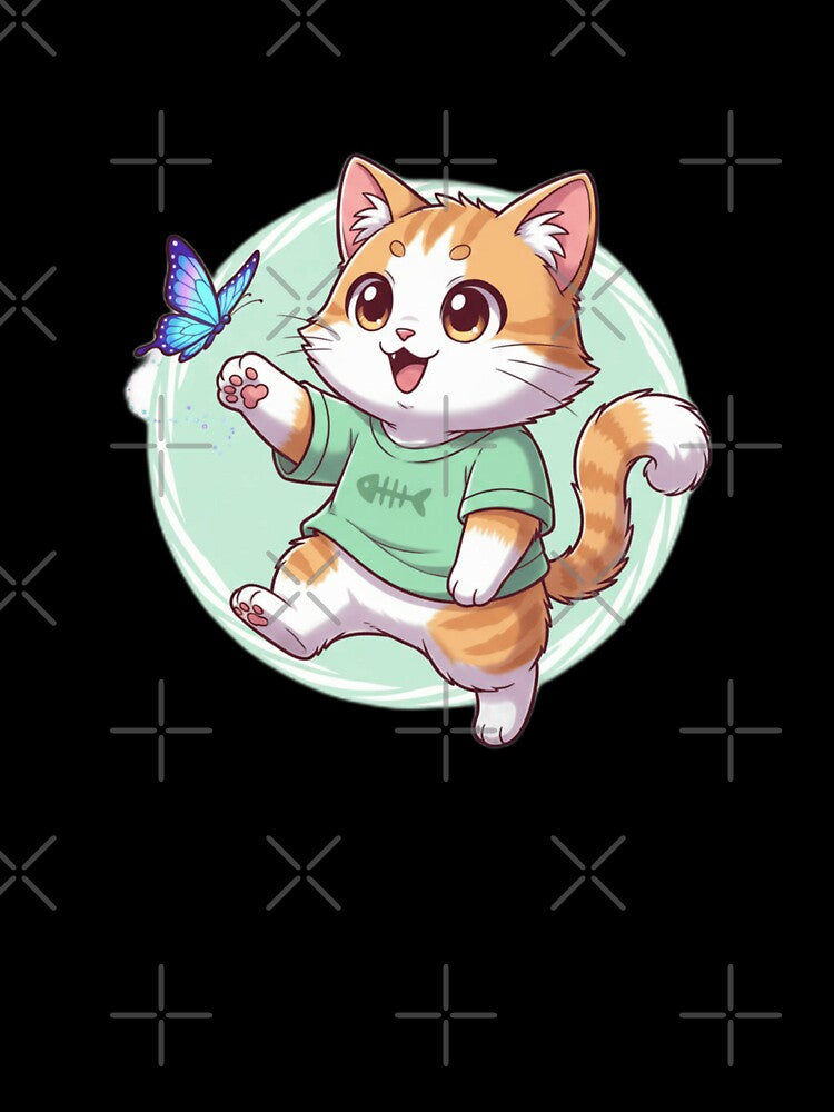 Cute Happy Cat Playing with a butterfly by aqua1001