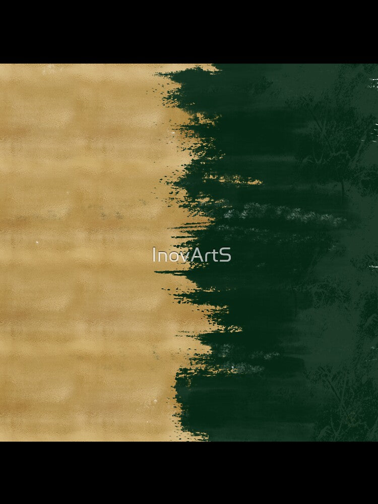 Modern Gold Green Brushstrokes Abstract Painting by InovArtS