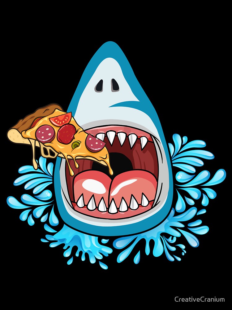 Whimsical Shark Eating Pizza by CreativeCranium