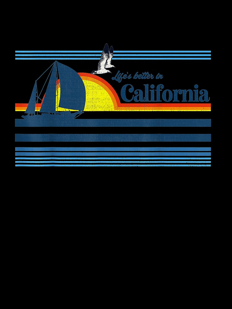 California beach Retro 70s 80s 90s Sailing Boat Sunset Surf by qrduubp320
