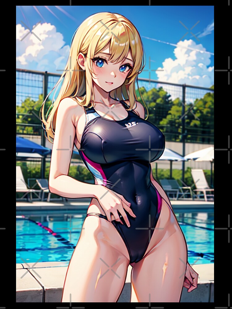 Blond Hair Anime Girl in School Swimsuit by kenvel