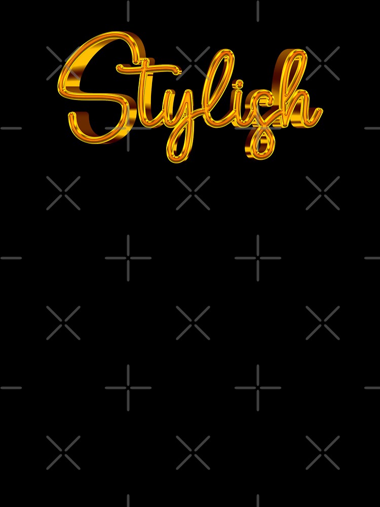 The Word Stylish in Shiny Gold Script Typography by Cawaiico