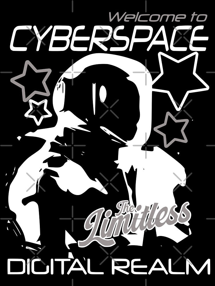 CYBERSPACE – White and gray astronaut on futuristic black background Y2K by Pics'Elle Creations