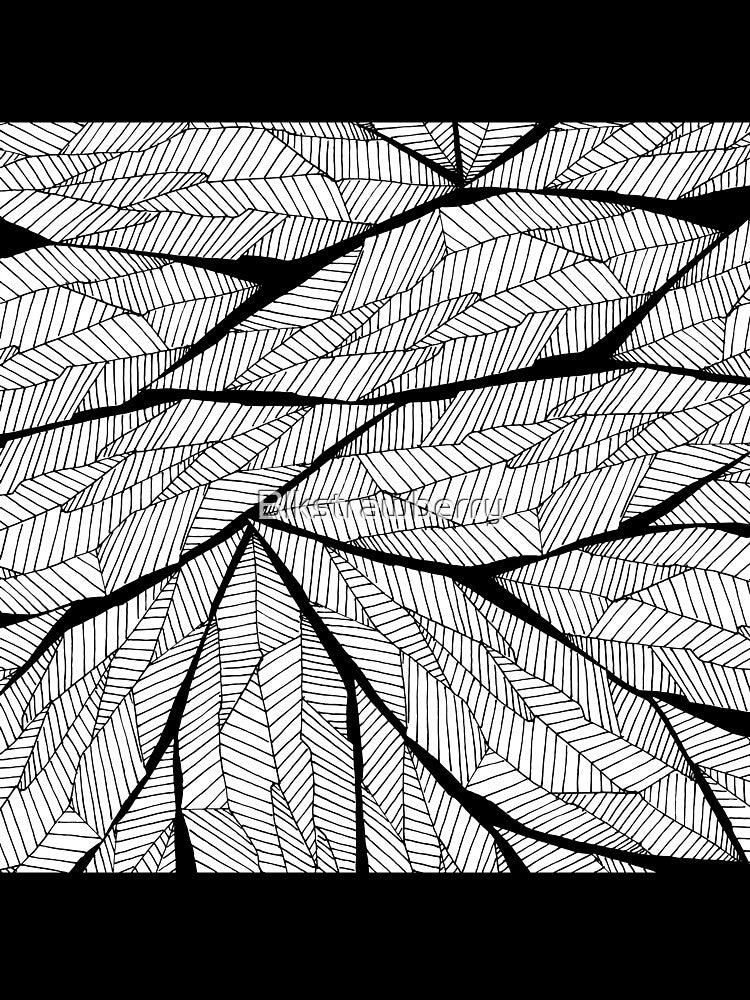 Black and White Modern Abstract Geometric Leaves by Blkstrawberry