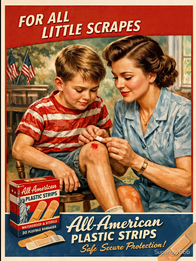 All-American Plastic Strips – Vintage Patriotic Care by ForeverPrintsOK