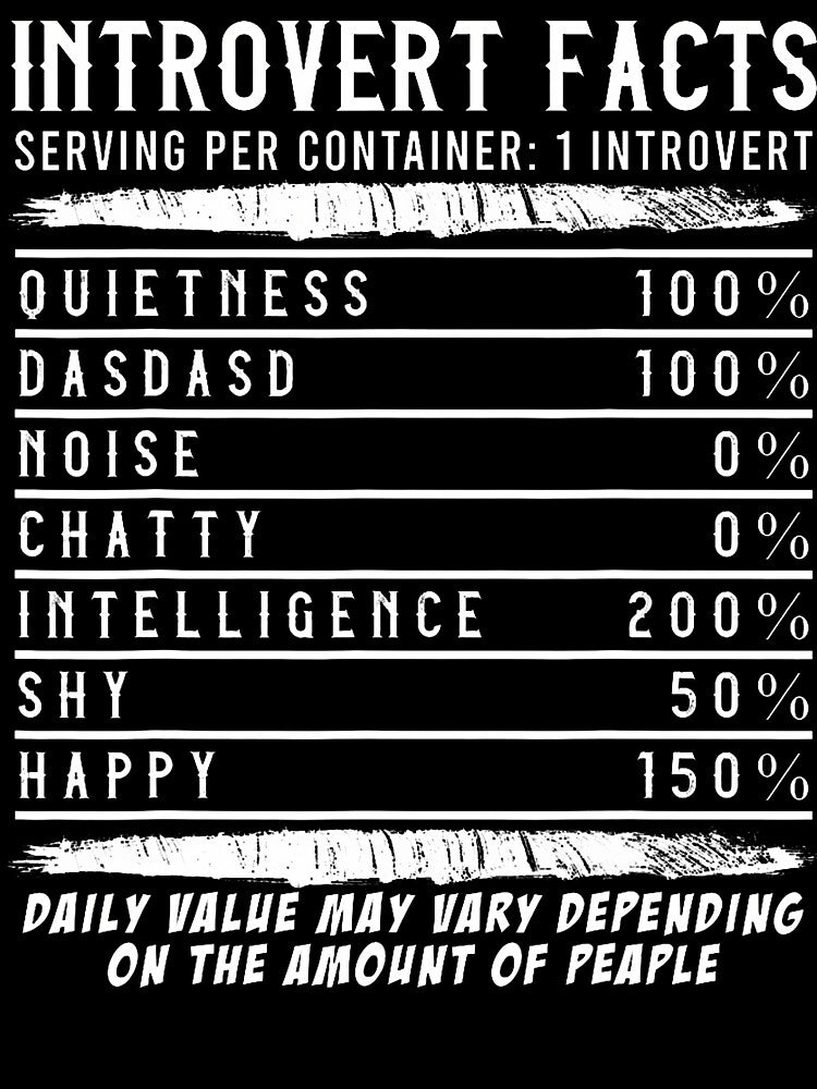 Introvert Nutrition Facts Funny Quiet Intelligence by AlicaMonica