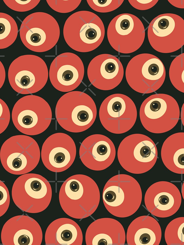 Cranberry Eyeballs - Surreal Retro Eyeball Grid in Red & Black by NoemiMarozsan
