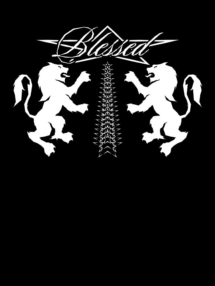 Blessed Lions Zigzag Stars Vintage Style Design by DWZ Design