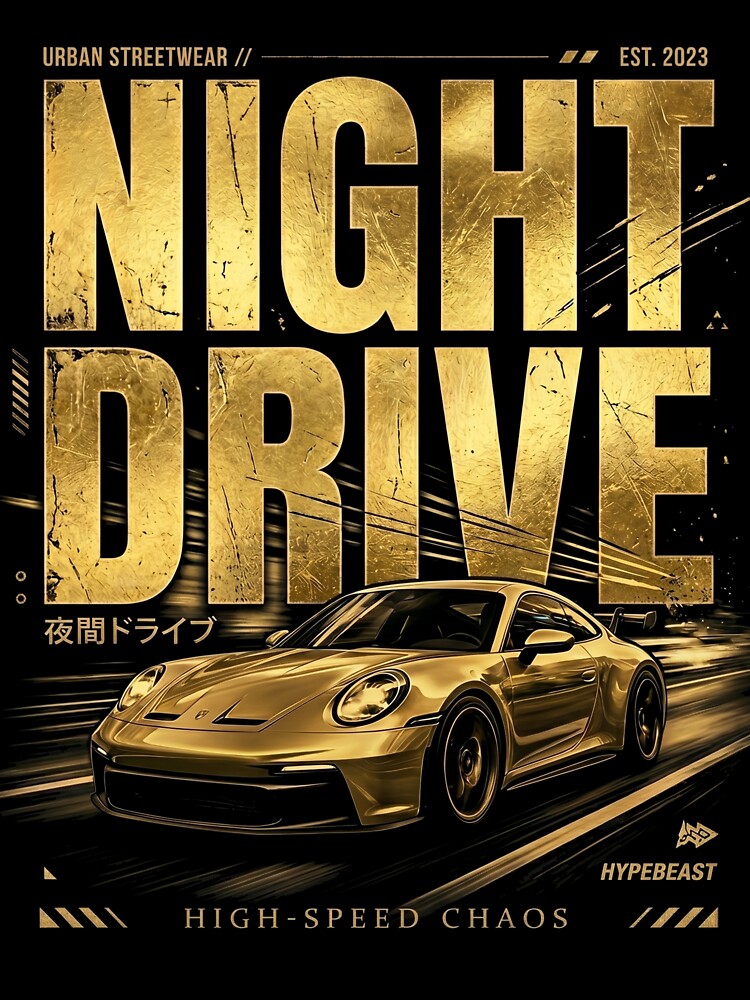 Night Drive Gold Streetwear by OKstreetwear