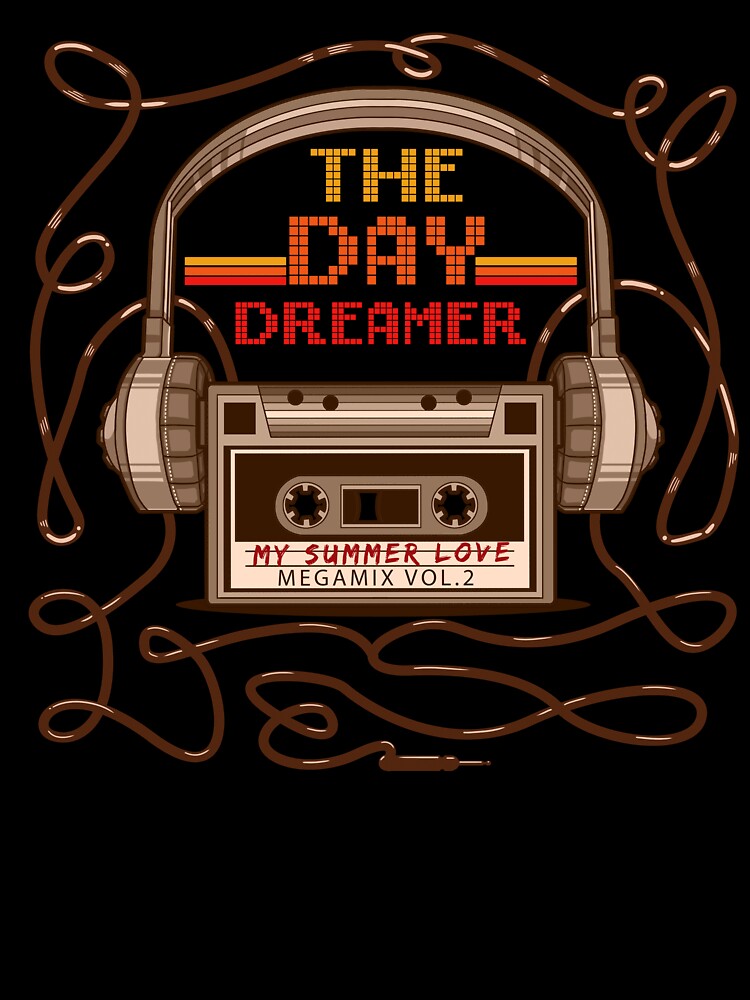 the day dreamer - retro boombox tape casette recorder and headphones illustration graphic art by hayrpictures