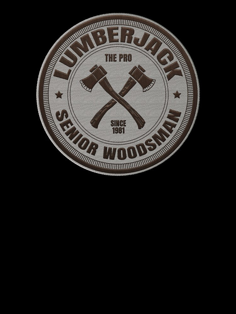 embroidery iron patch textured graphic artwork - lumberjack the pro senior woodsman logo badge emblem by hayrpictures