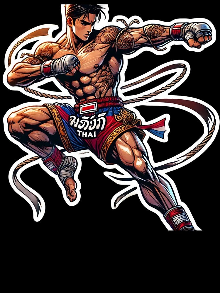 Muay Thai Warrior Fighter - Thai Boxing Fighter Anime Style Art by TopUpDesign