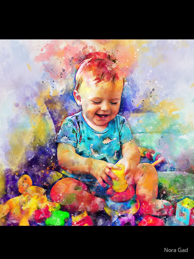 Custom Baby watercolor  portrait by Nora Gad