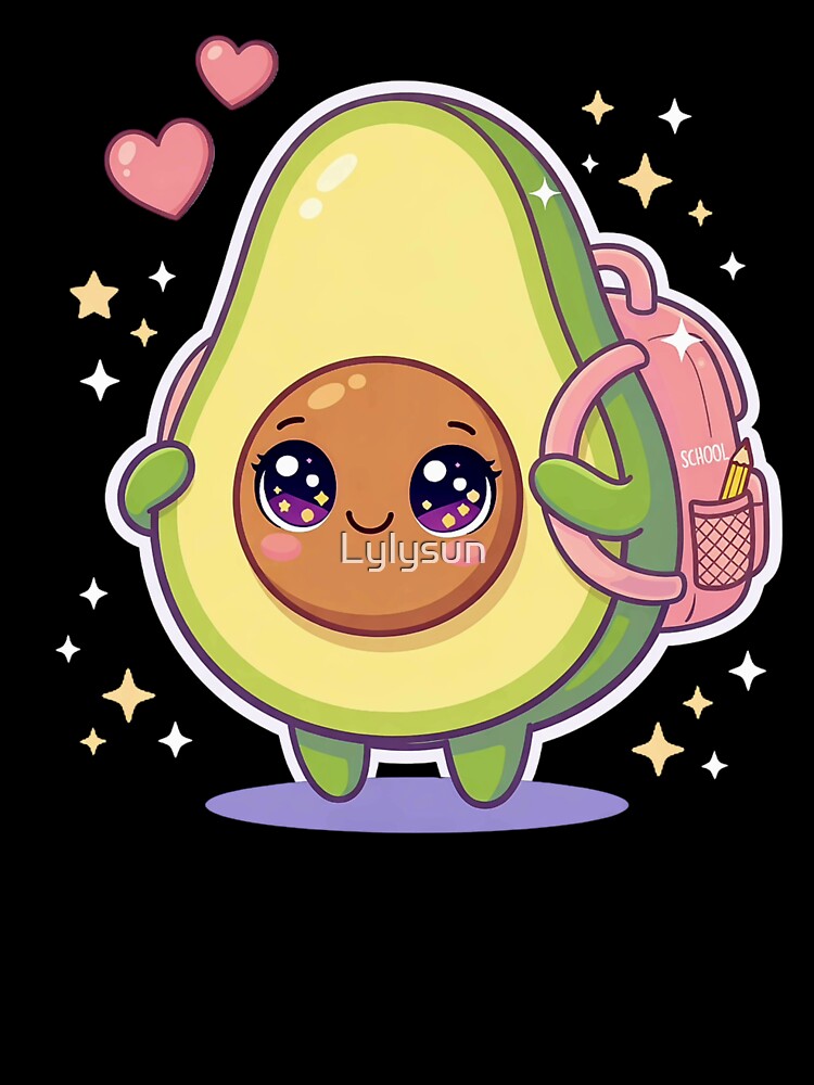 Kawaii Avocado with Backpack - Pastel Cute Food Character. by Lylysun