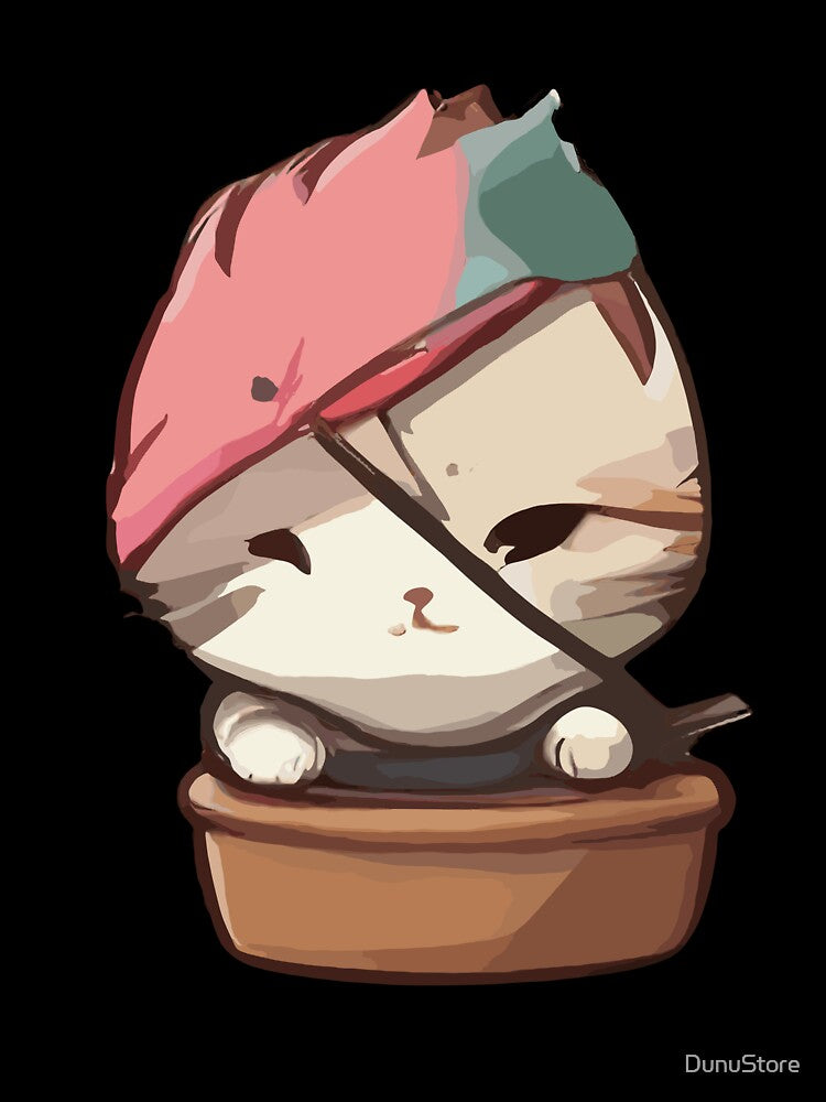 cute kawaii ninja cat with cute face by DunuStore