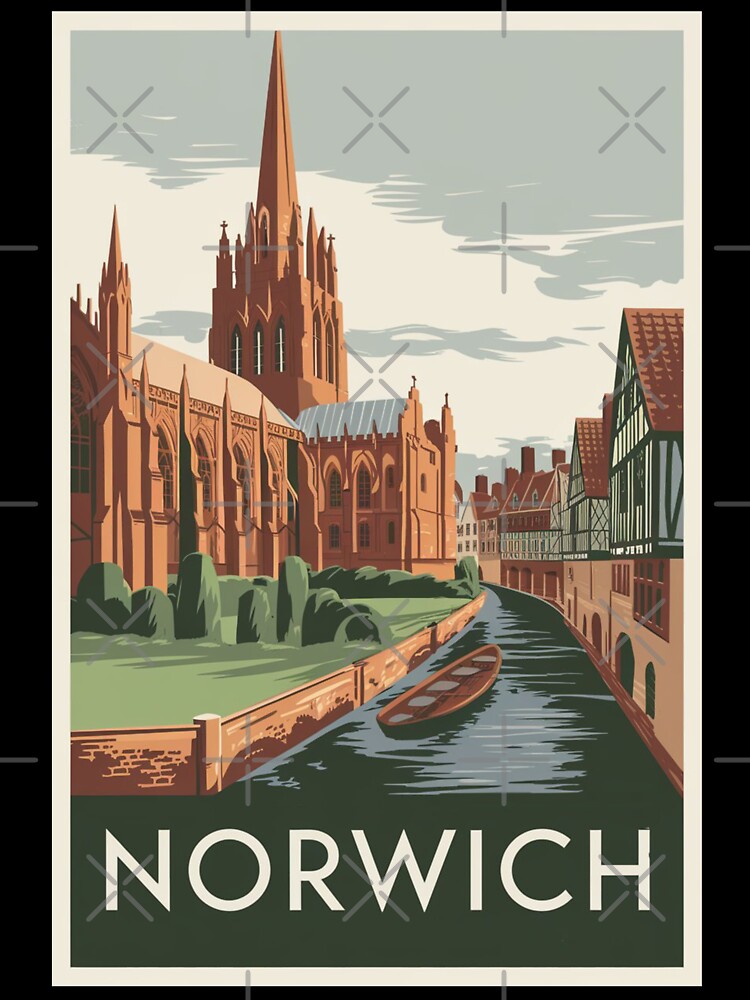 Norwich Vintage Travel Poster by TravelerRat