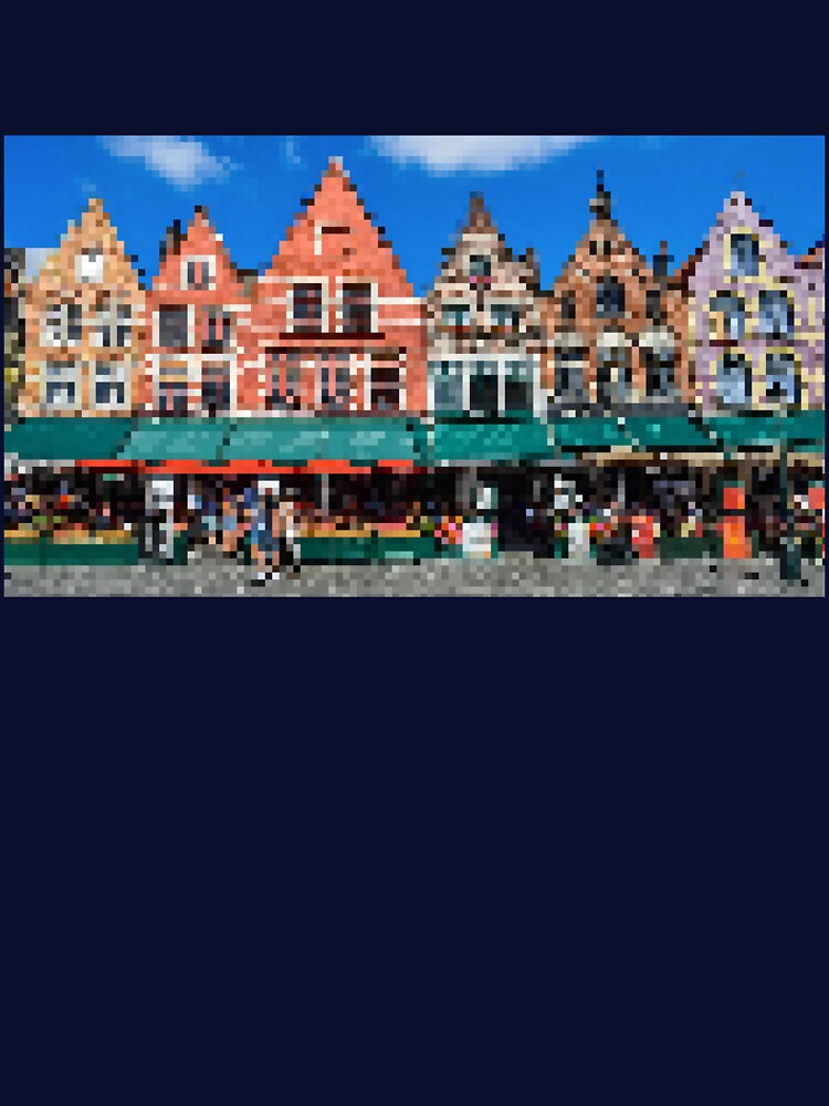 Pixelated Bruges Market Square Scene by Potato Quality Prints
