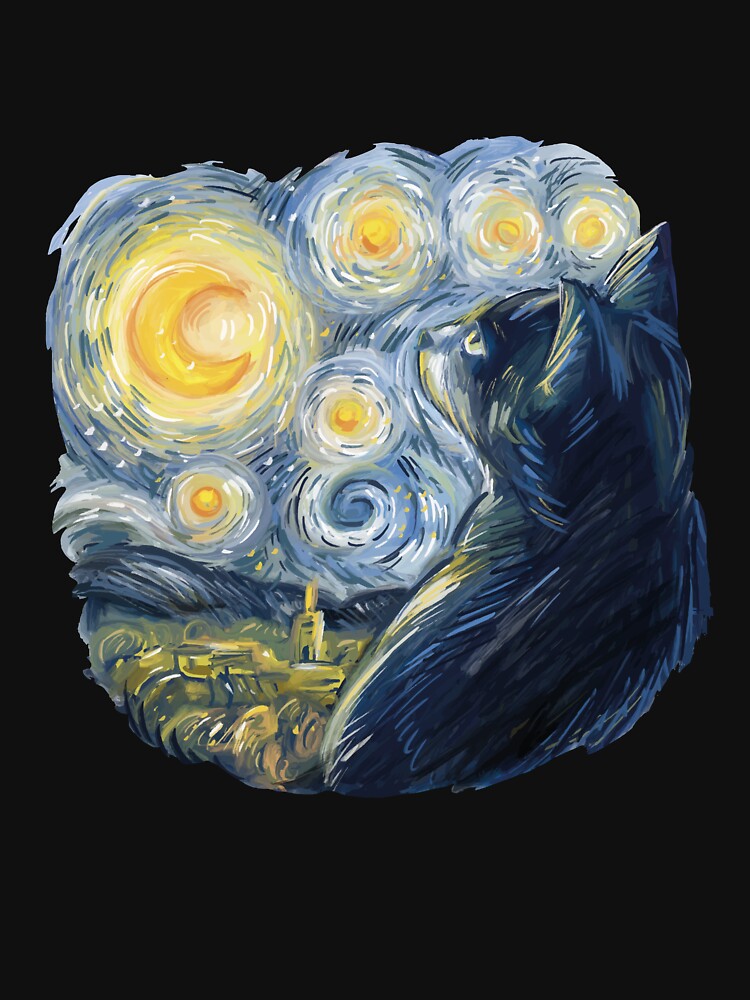 Cat Van Gogh Starry Night Cat Classic Fit, Cat Lover/Mom/Dad Gift by WAB Garb