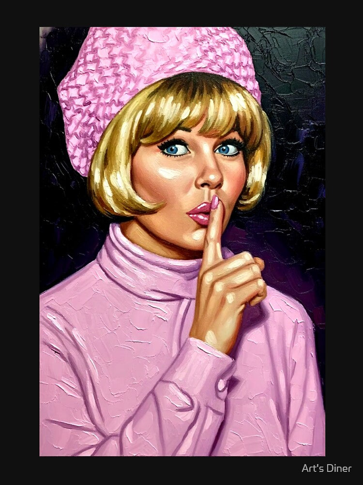 Doris Day - Pink & Pop Art Shush Portrait by Art's Diner