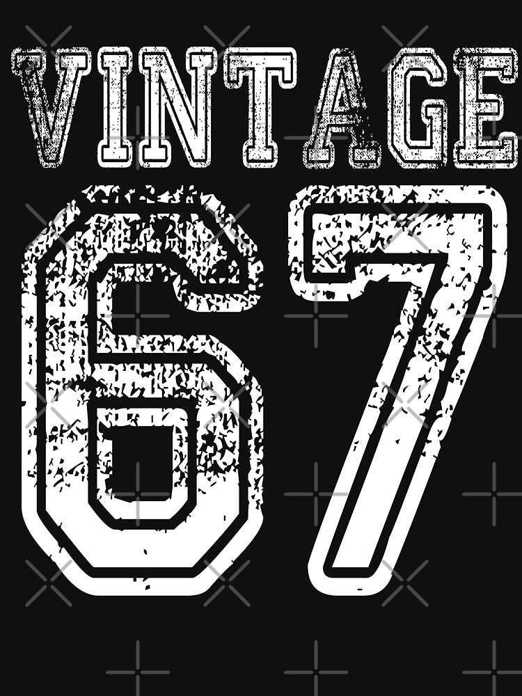 Vintage 67 2067 1967 T-shirt Birthday Gift Age Year Old Boy Girl Cute Funny Man Woman Jersey Style by arcadetoystore