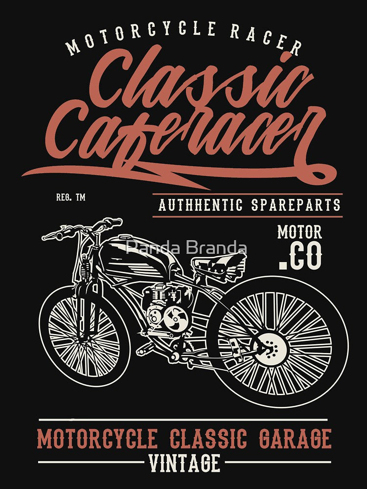 Classic Caferacer Shirt Cool Vintage Motorcycle T-Shirt Great Gift for Biker Motorcyclist Unisex Short-Sleeve Jersey Tee by Panda Branda