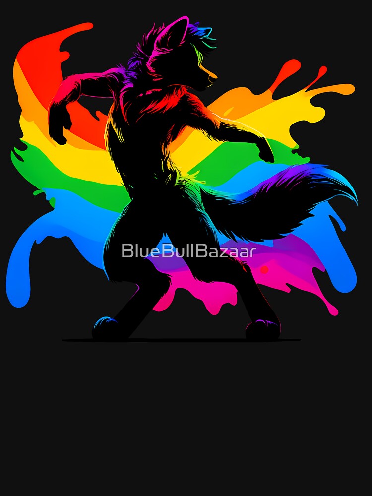 Raving Rainbow LGBTQ Furry Pride Wolf Fursona by BlueBullBazaar