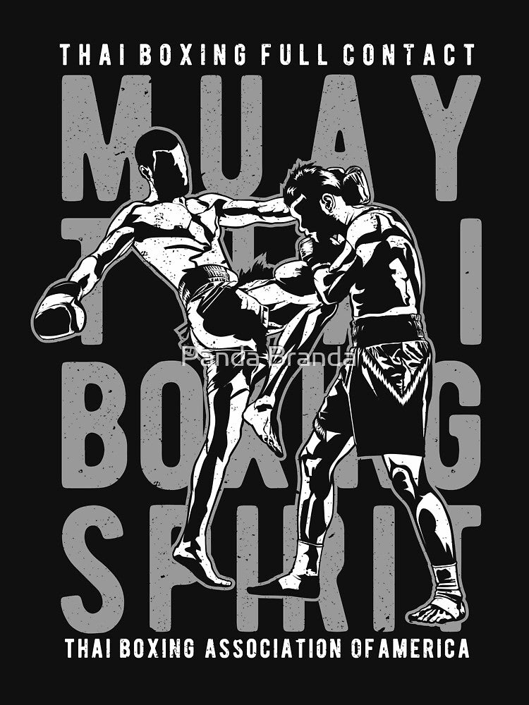 Muay Thai Boxing Spirit Shirt Vintage Combat Sport T-Shirt Great Gift for Martial Arts Fan Unisex Short-Sleeve Jersey Tee by Panda Branda