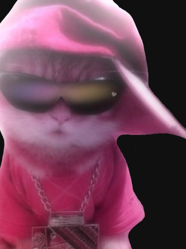 Cute Thug Hipster Cat Y2k | Pink Sunglasses and Cap | Cool Aesthetic Grunge Emo by nyro collective