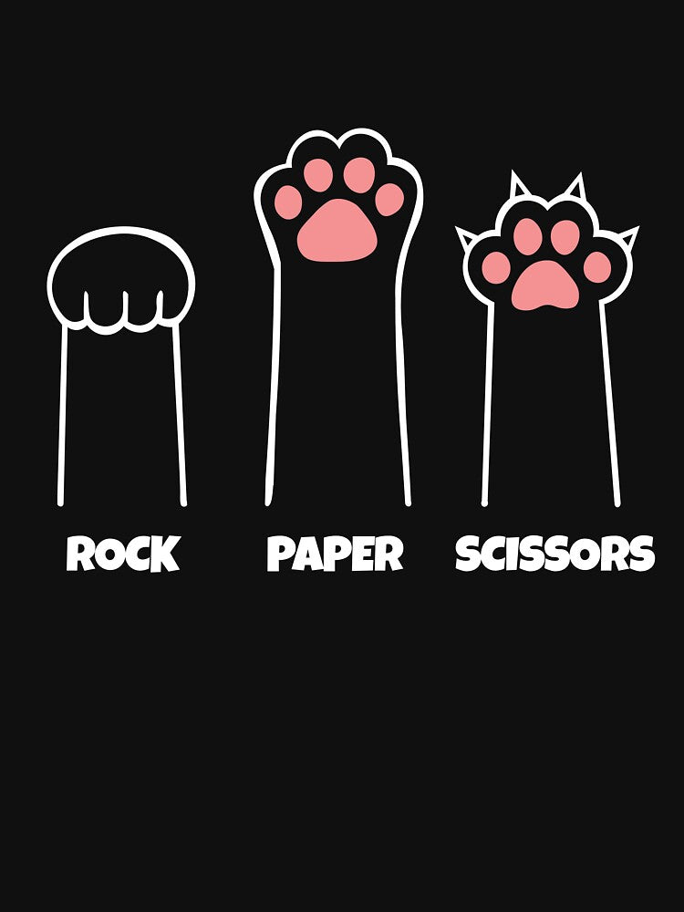 Cute Cat Paw Rock Paper Scissors – Funny Animal Lover Game Tee by Barkotee