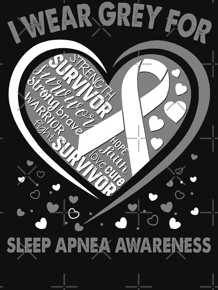 I Wear Grey For Sleep Apnea Survivor Heart Ribbon by heppenp