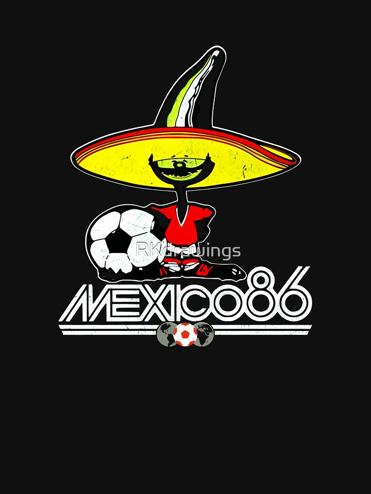 Mexico 86 World Cup Pique Retro Vintage T-Shirt_90751770 by RKdrawings