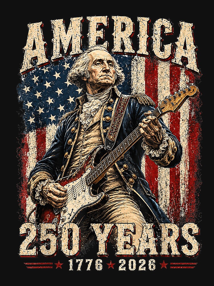 vintage george washington playing guitar 250 years america by CAnastazyshop