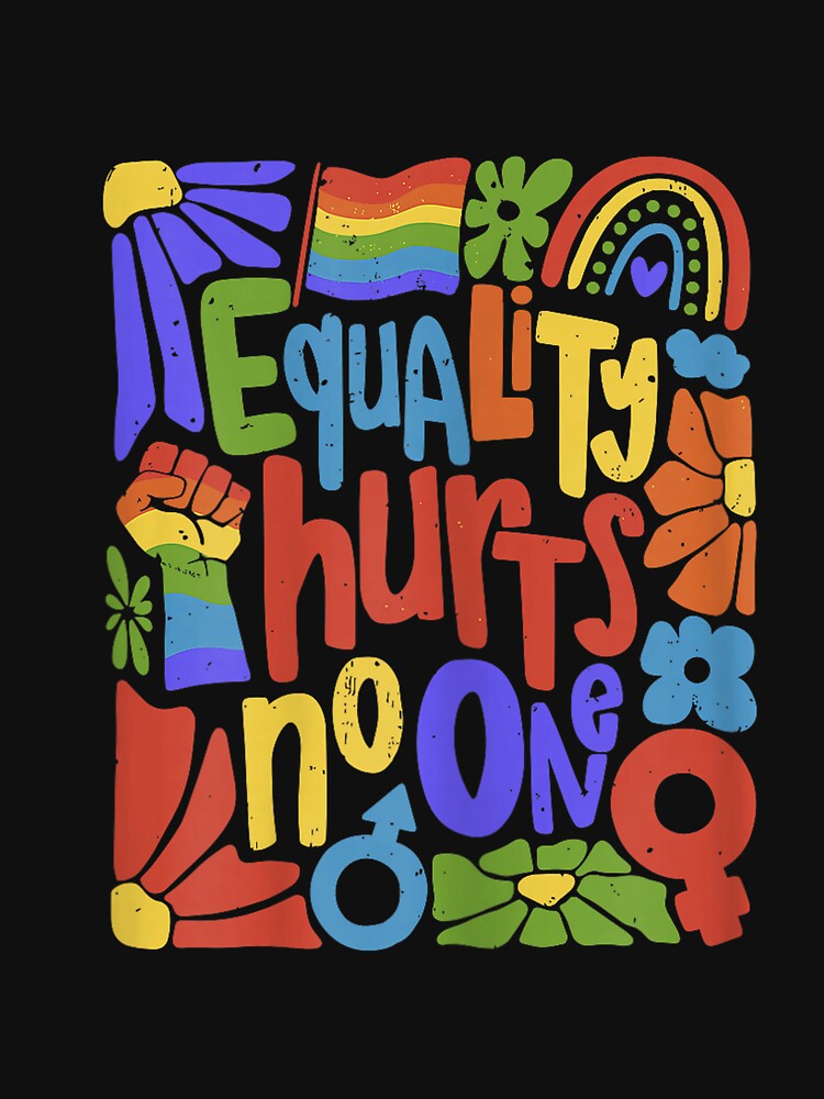 Gay Pride Equality Hurts No One Rainbow LGBTQ Retro Groovy by FrankIsabel