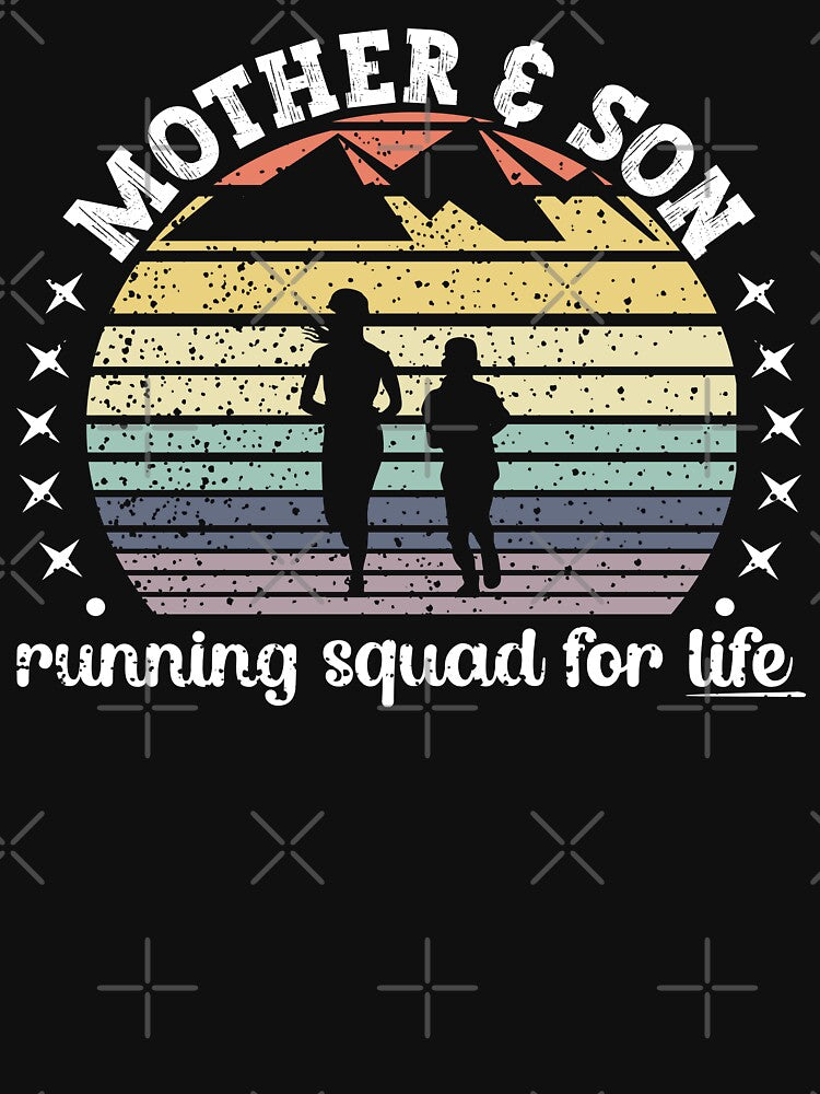 Vintage Sunset Mom & Son Running Squad| Mother & Son Matching Outfit - Black by PearlMoonGrapes