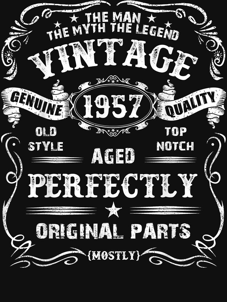 Mens 61Th Birthday Legend Vintage 1957 Original Parts Tee by ElieserGomez
