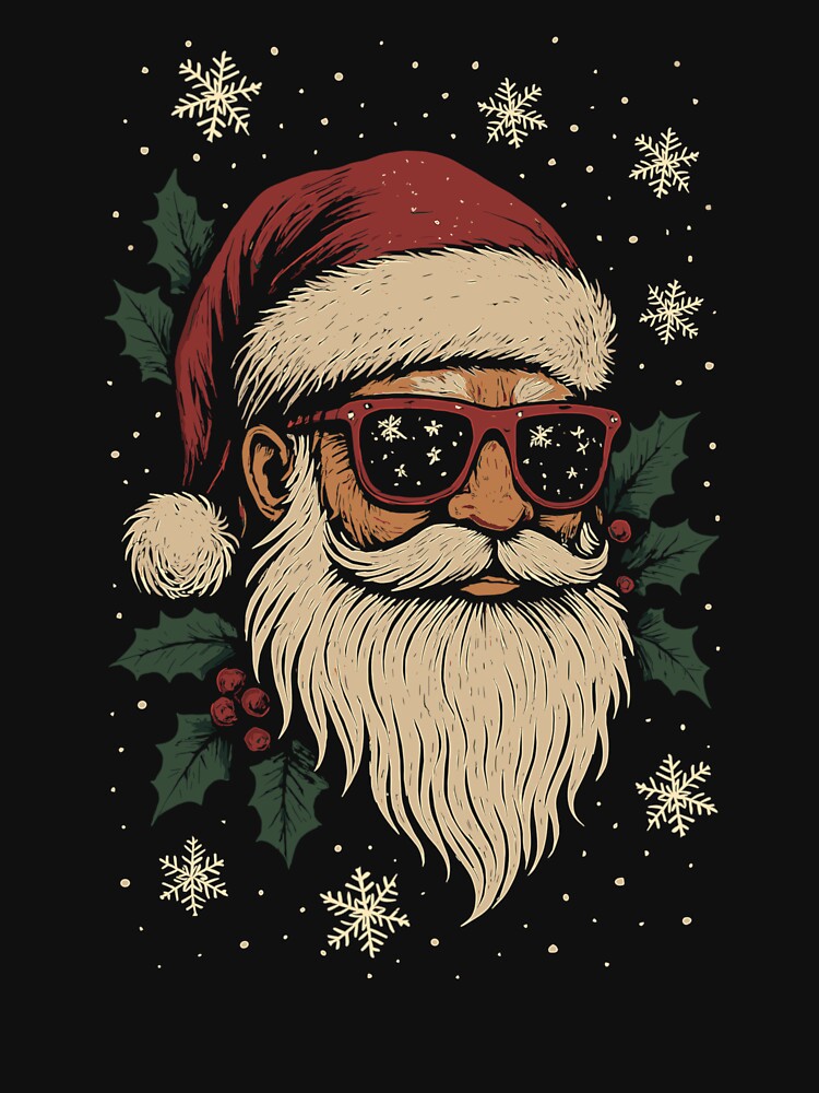 Cool Santa Claus with sunglasses, Saint Nicholas, Christmas by Anastasias T-Shirt Designs