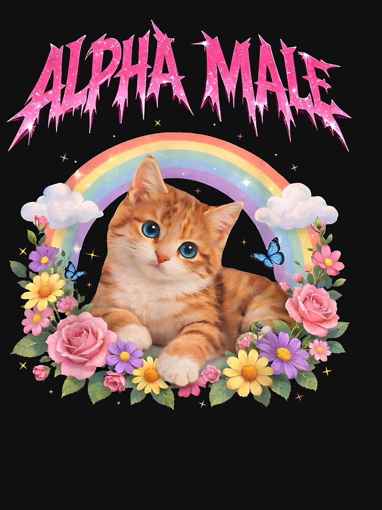 Alpha Male Funny Kitten Rainbow Floral Hilarious Cat Meme Cat Lovers by RDGNR