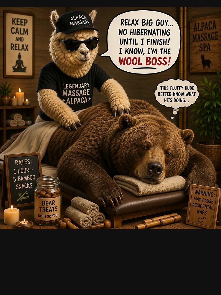 Legendary Massage Alpaca Funny Bear Spa by SoftAuraStudi0