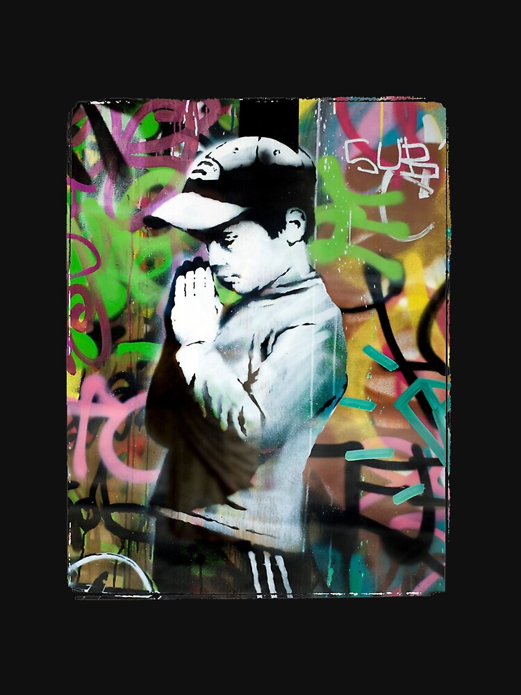 Banksy Prayer Unisex T Shirt by UnoLindqvist