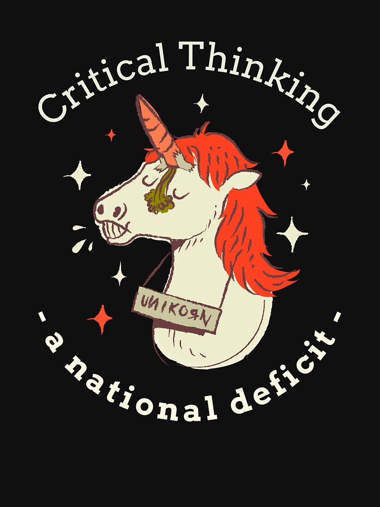 Critical Thinking Unicorn Design, Dark by bajrex