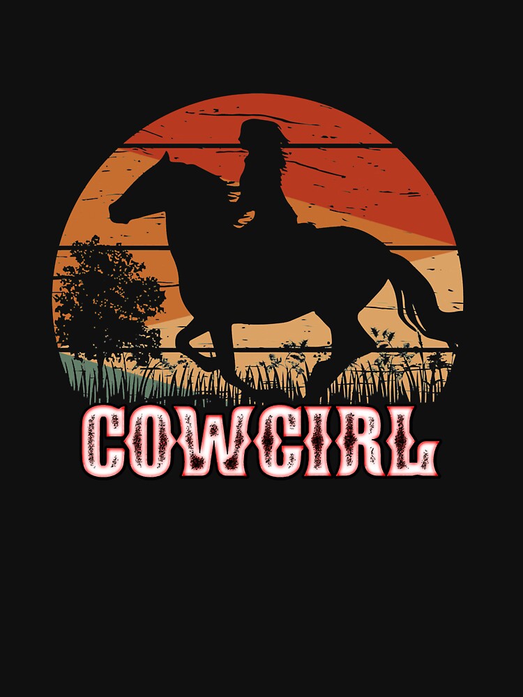 Cowgirl Girl Horse Riding Vintage Style Rodeo Texas Ranch Long Sleeve by sheliaconley