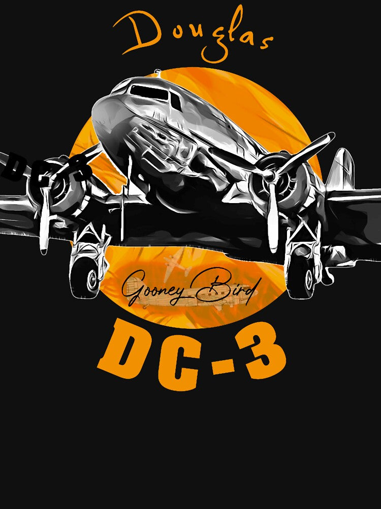 Douglas DC-3 Gooney Bird Vintage Aviation Tee by Emberglowo