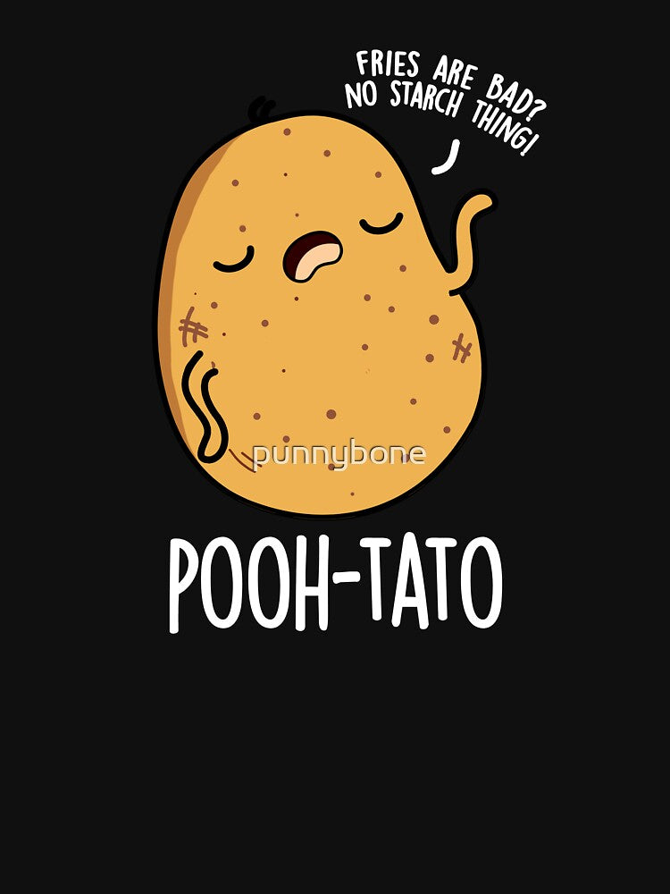 Pooh-tato Funny Potato Pun (Dark BG) by punnybone