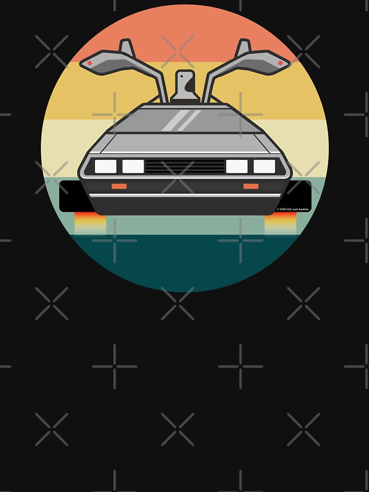Back To The Future Delorean Retro Sunset by roboticaldad