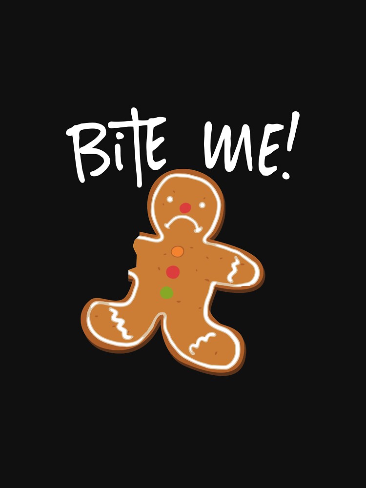Bite Me! Gingerbread Man Cookie Funny Holiday Baking Long Sleeve T-Shirt by beckergree