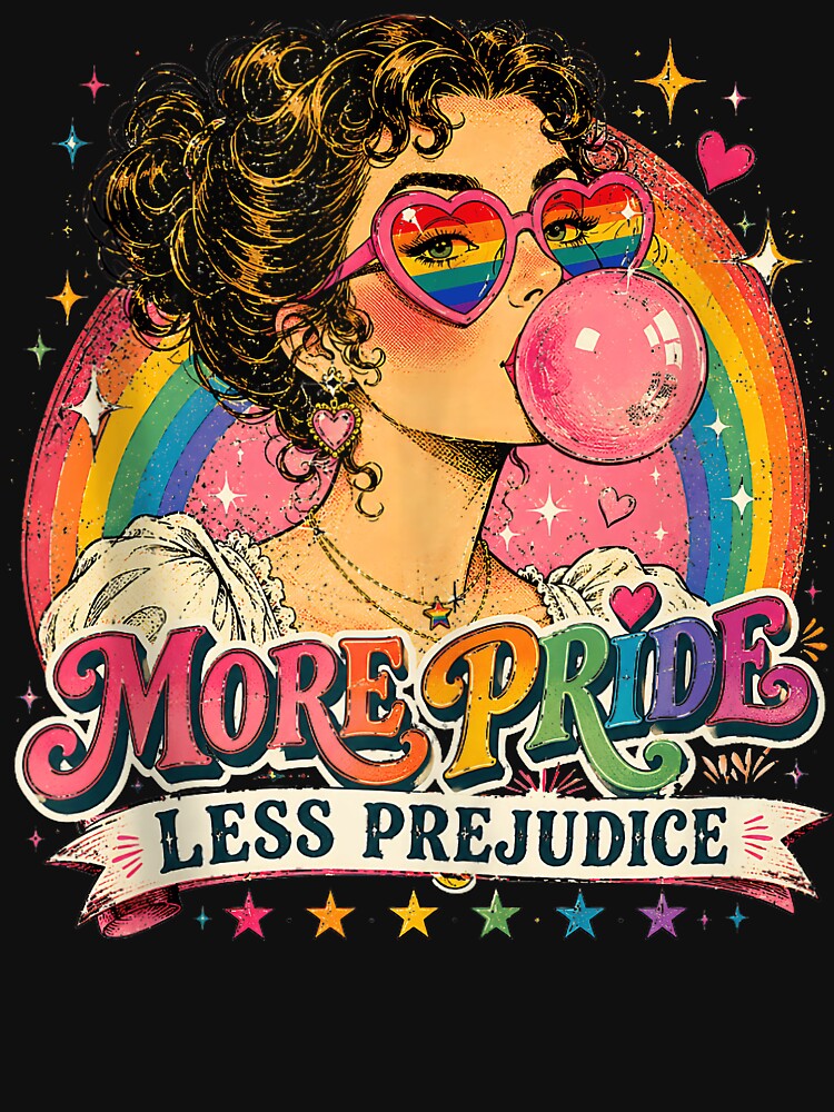 More Pride Less Prejudice Retro LGBTQ Rainbow Pride Design by thefirstbroo